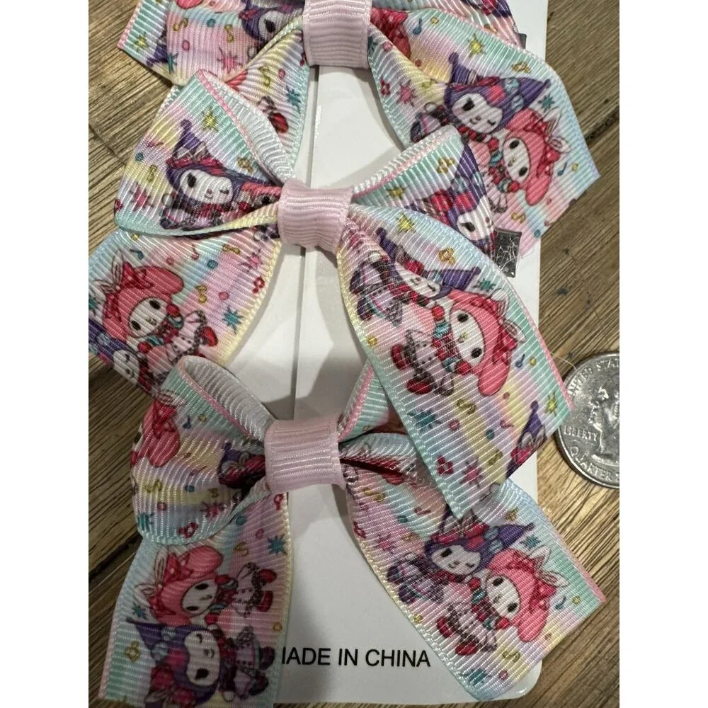 Hello Kitty Fashion Colorful Pink Hair Bow Cute Pink Hair Clip for Girls 4 PC
